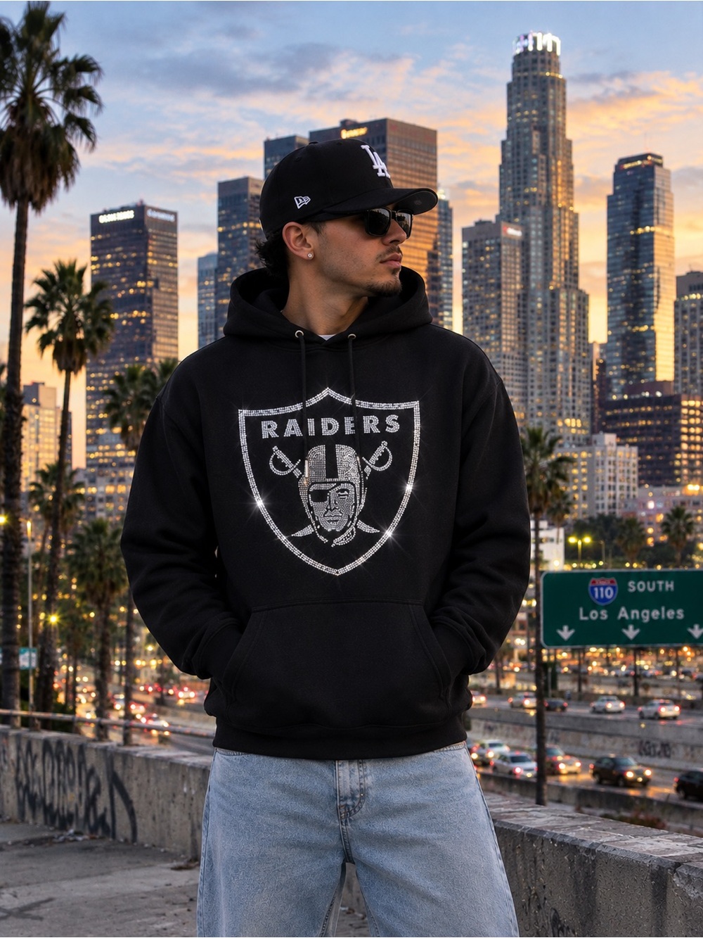 Raiders Logo Pullover Hoodie - Black